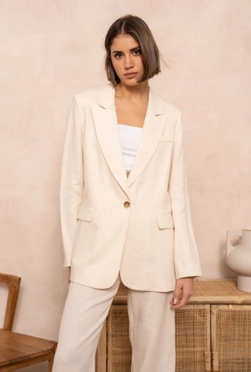 ATTENTIF BLAZER LINNEN BEIGE