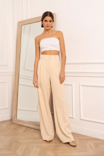 ATTENTIF PANTALON WIDE LEG BEIGE