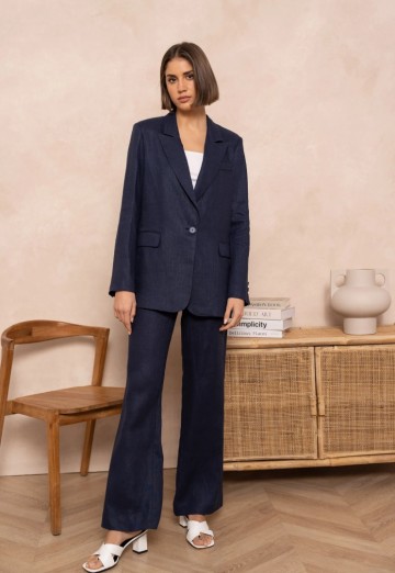 ATTENTIF PANTALON STRAIGHT NAVY