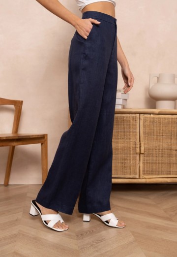 ATTENTIF PANTALON STRAIGHT NAVY