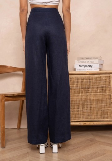 ATTENTIF PANTALON STRAIGHT NAVY