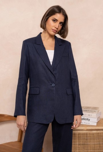 ATTENTIF BLAZER LINNEN NAVY
