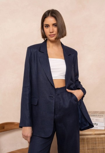 ATTENTIF BLAZER LINNEN NAVY