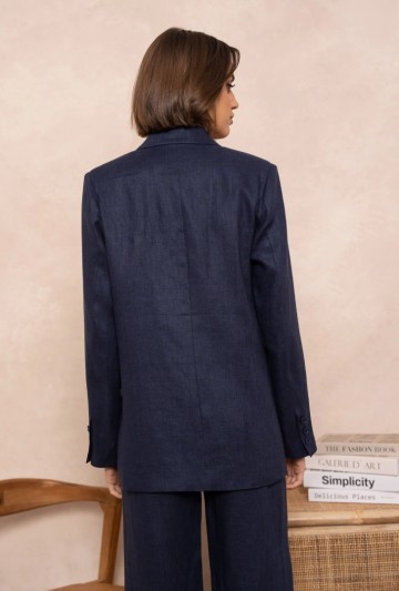 ATTENTIF BLAZER LINNEN NAVY