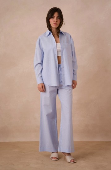 ATTENTIF LINNEN BLOUSE LICHT BLUE