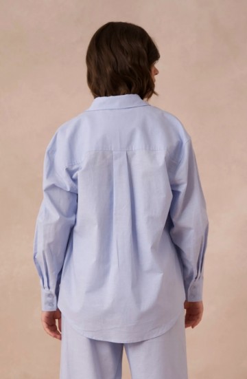 ATTENTIF LINNEN BLOUSE LICHT BLUE