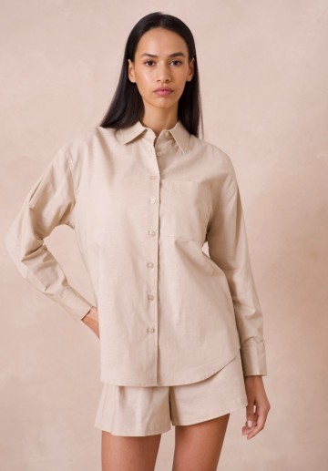 ATTENTIF LINNEN BLOUSE BEIGE