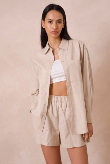 ATTENTIF LINNEN BLOUSE BEIGE