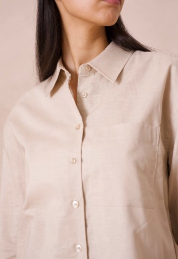 ATTENTIF LINNEN BLOUSE BEIGE