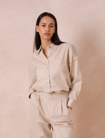 ATTENTIF LINNEN BLOUSE BEIGE