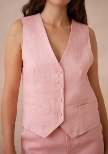 ATTENTIF LINNEN GILET PINK