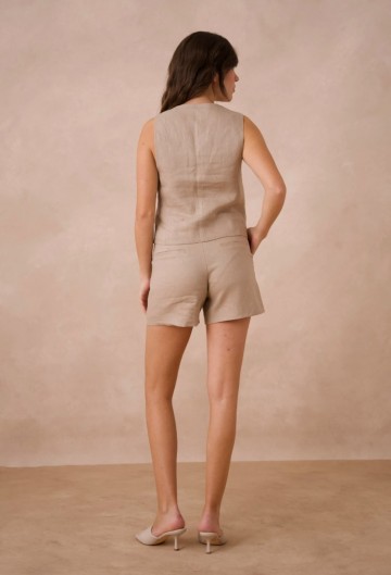 ATTENTIF LINNEN GILET TAUPE