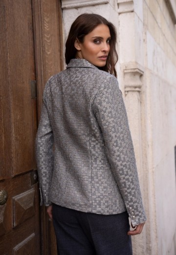 ATTENTIF BLAZER BOUCLÉ ZILVER