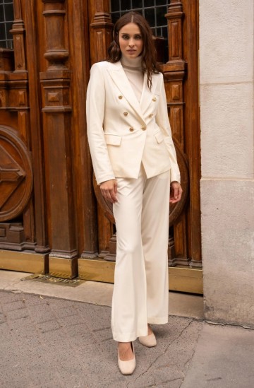 ATTENTIF BLAZER VELVET OFF-WHITE