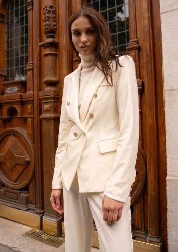 ATTENTIF BLAZER VELVET OFF-WHITE