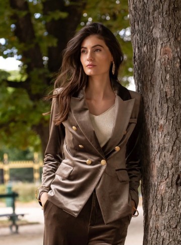 ATTENTIF BLAZER VELVET TAUPE