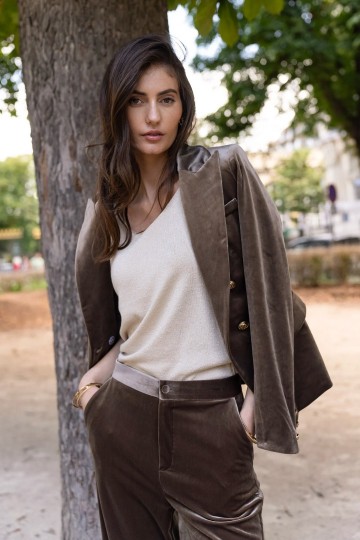 ATTENTIF BLAZER VELVET TAUPE