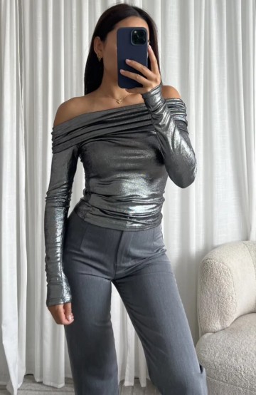 EIGHT PARIS TOP LM ZILVER