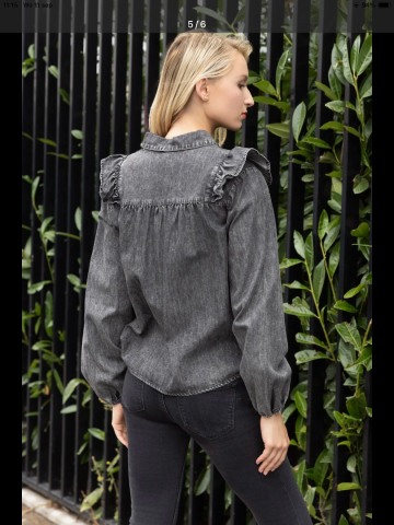 JEANS BLOUSE RUFFLE W GREY