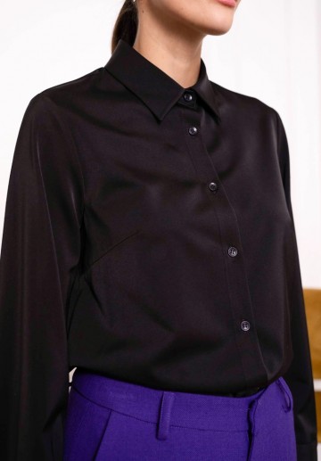 ATTENTIF BLOUSE SATINY BLACK