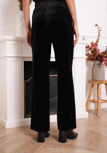 ATTENTIF PANTALON VELVET STRAIGHT BLACK