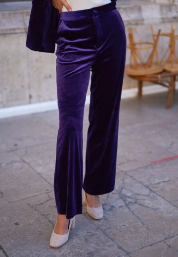 ATTENTIF PANTALON VELVET STRAIGHT PURPLE