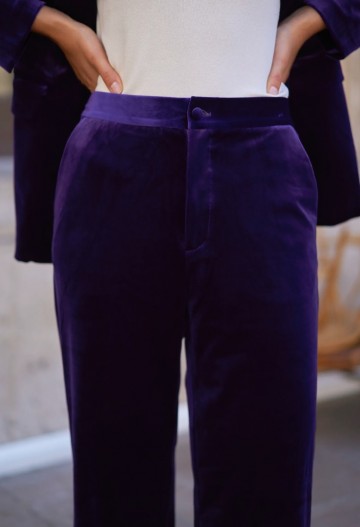 ATTENTIF PANTALON VELVET STRAIGHT PURPLE