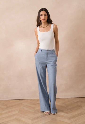 ATTENTIF PANTALON STRAIGHT L BLUE