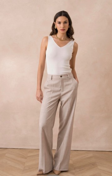 ATTENTIF PANTALON STRAIGHT TAUPE M