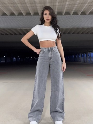 REDIAL JEANS WIDE LEG TALL GRAY