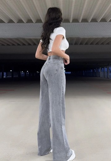 REDIAL JEANS WIDE LEG TALL GRAY