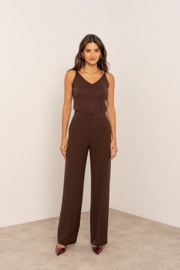 ATTENTIF PANTALON STRAIGHT BROWN