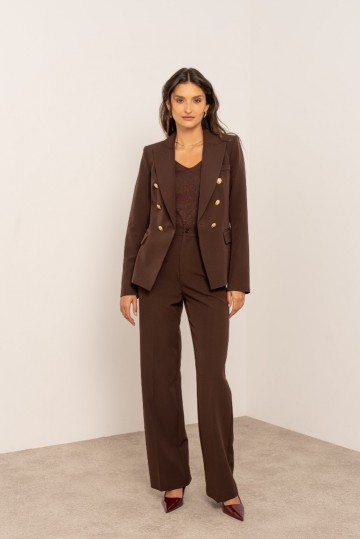 ATTENTIF PANTALON STRAIGHT BROWN