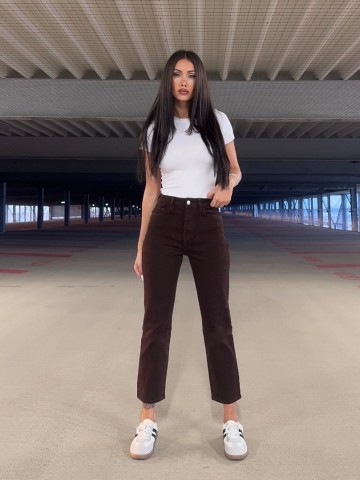 REDIAL MOM JEANS BROWN