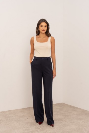 ATTENTIF PANTALON STRAIGHT NAVY W