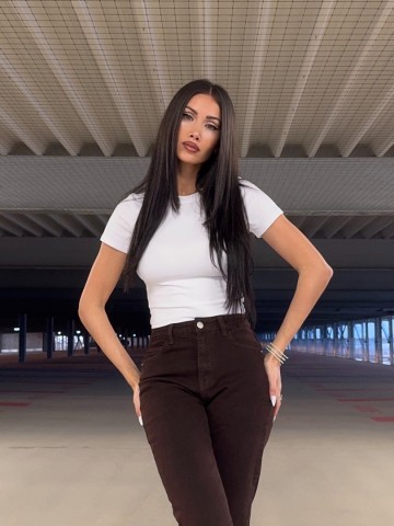 REDIAL MOM JEANS BROWN