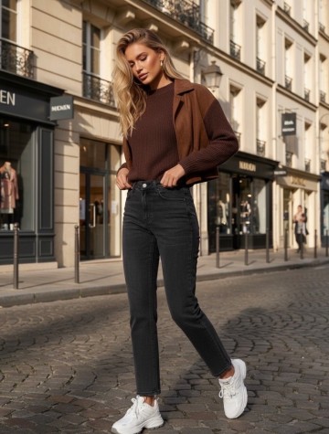 REDIAL MOM LONG JEANS GREY D