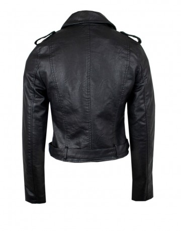 HASHTAG BIJ MARLEEN PU BIKER JACKET BLACK