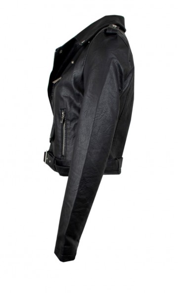 HASHTAG BIJ MARLEEN PU BIKER JACKET BLACK