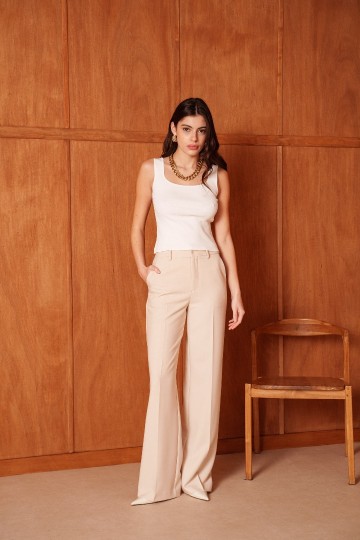 ATTENTIF PANTALON STRAIGHT BEIGE
