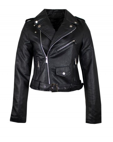 HASHTAG BIJ MARLEEN PU BIKER JACKET BLACK