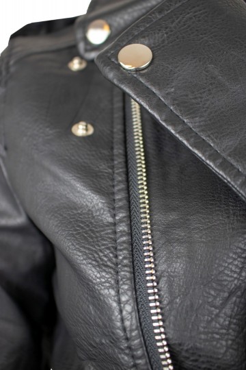 HASHTAG BIJ MARLEEN PU BIKER JACKET BLACK