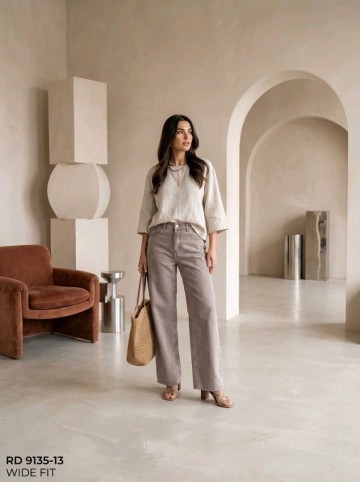 REDIAL JEANS WIDE LEG TAUPE