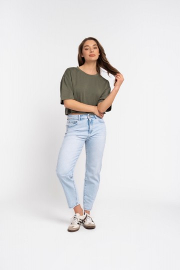 REDIAL MOM JEANS L BLEU S