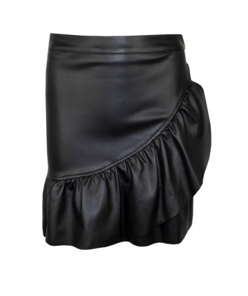 HASHTAG BIJ MARLEEN LEATHERLOOK ROKJE MET RUFFLES 2