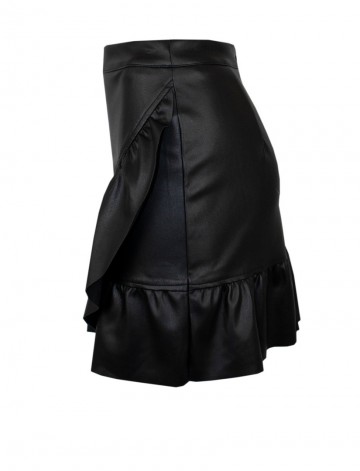 HASHTAG BIJ MARLEEN LEATHERLOOK ROKJE MET RUFFLES 2