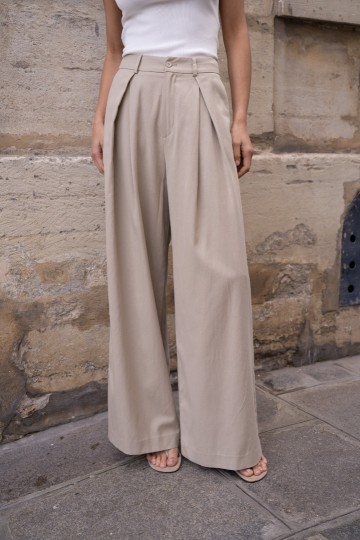 ATTENTIF PANTALON BANDPLOOI BEIGE