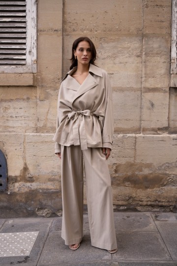 ATTENTIF PANTALON BANDPLOOI BEIGE
