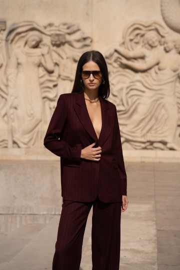 ATTENTIF BLAZER PINSTRIP PLUM