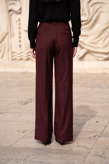 ATTENTIF PANTALON PINSTRIPE PLUM